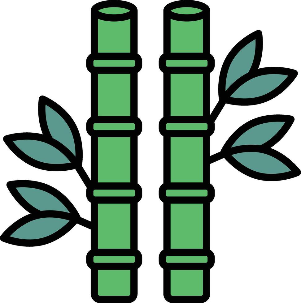 Two bamboo sticks with leaves on them vector