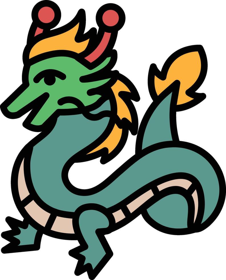 A black and white drawing of a dragon with a crown on its head vector