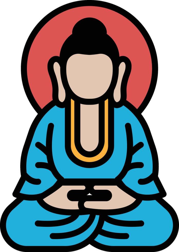 A black and white drawing of a Buddha statue vector