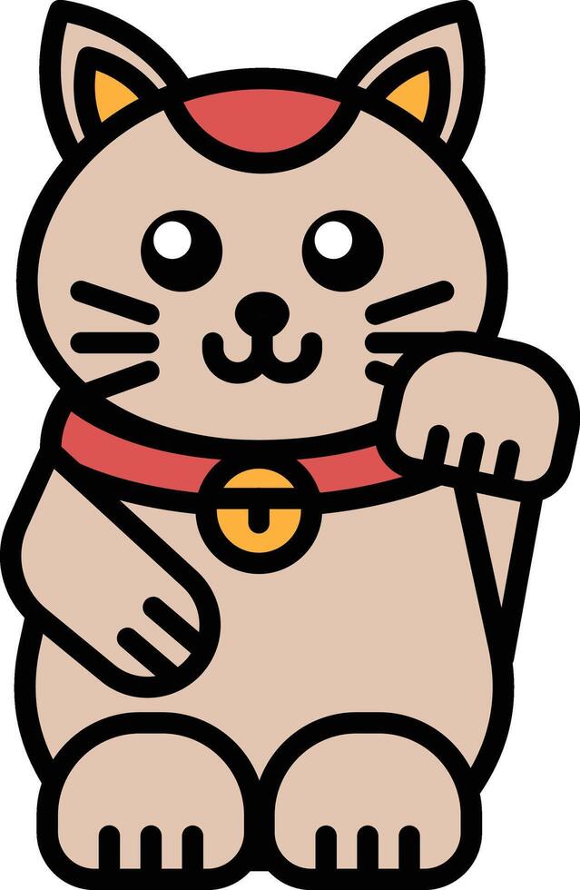 A black and white cat with a bell around its neck vector