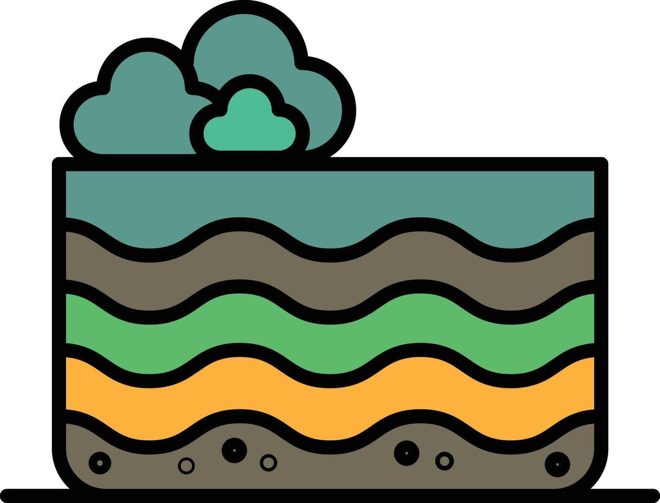 icon or logo soil layer and trees in line style vector