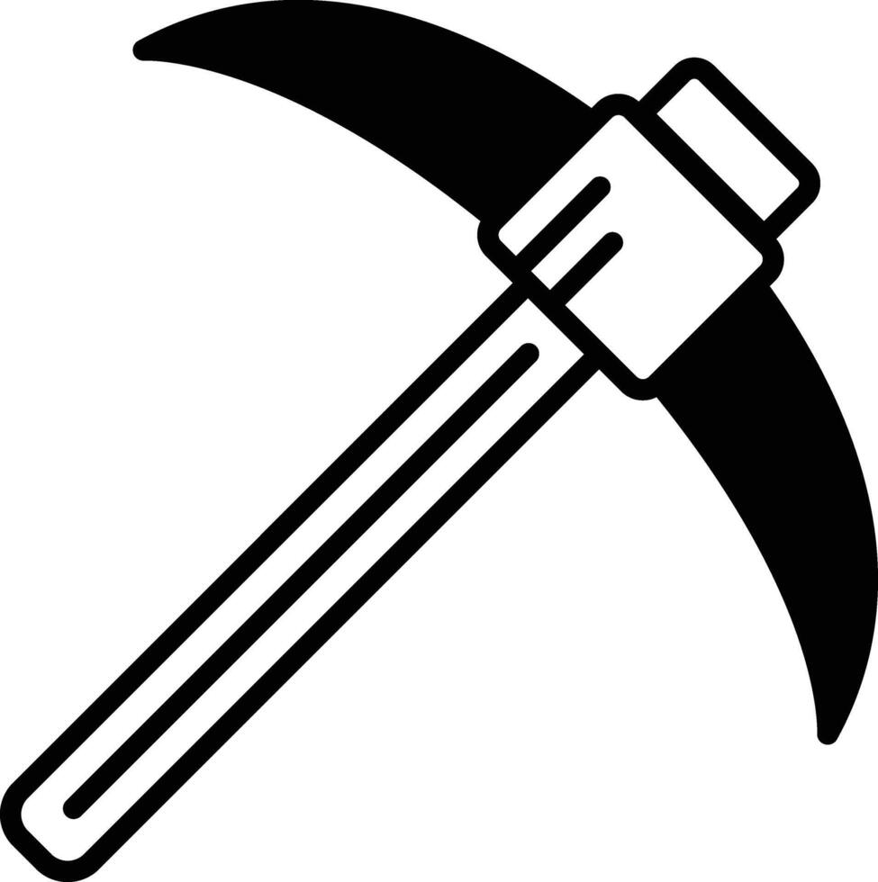 A black and white illustration of a pickaxe vector