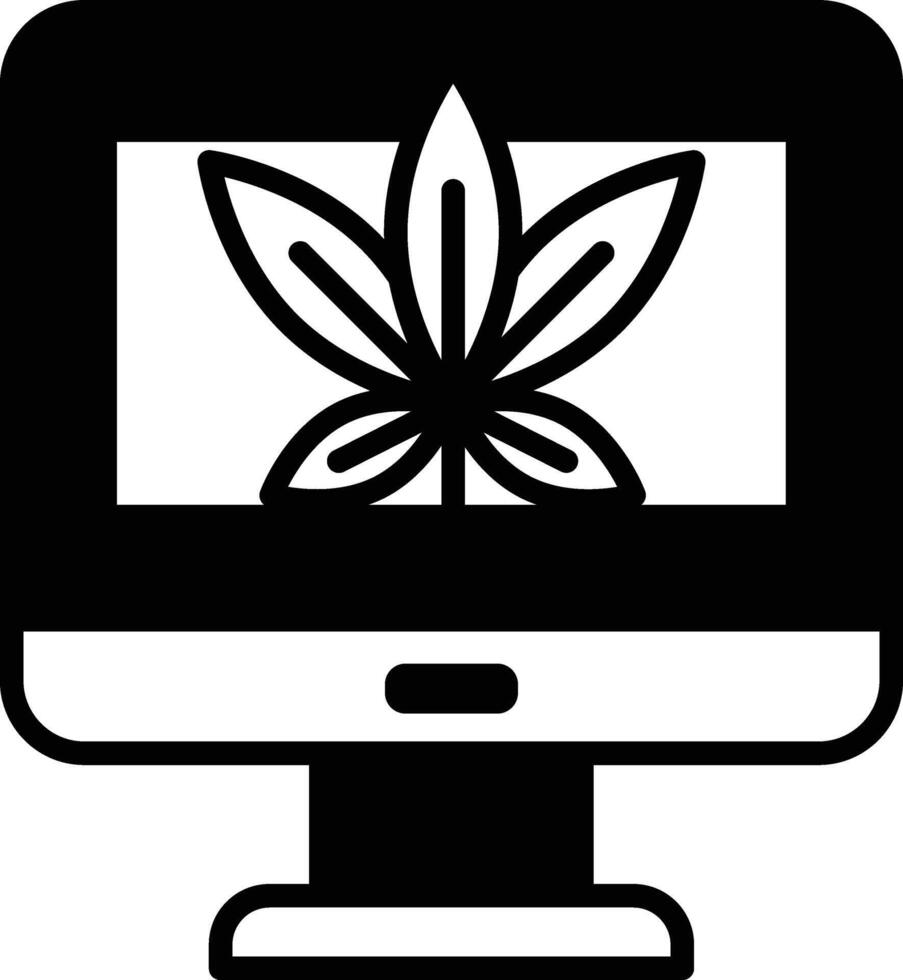 A computer monitor with a leaf on it vector