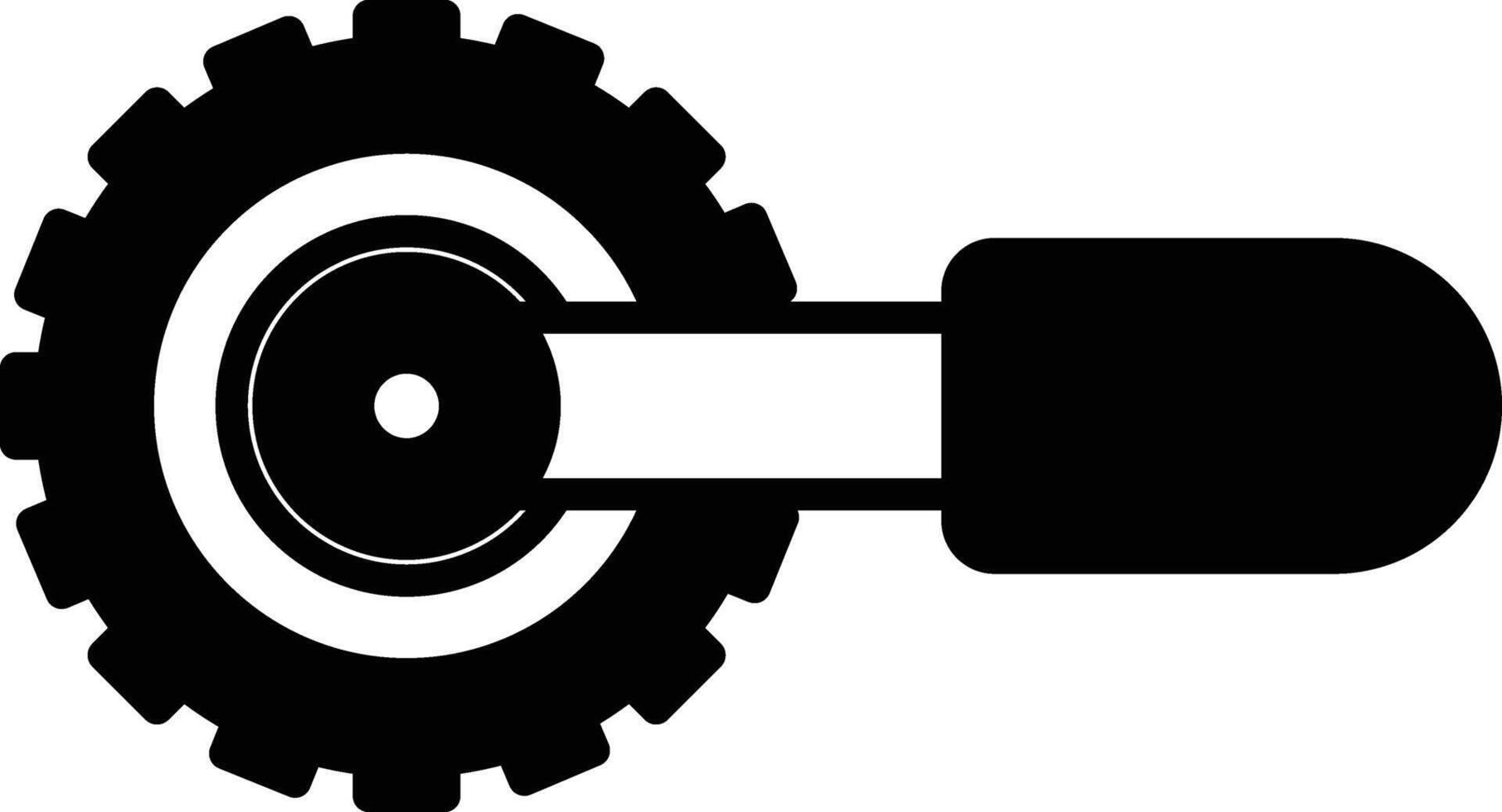 black and white image of a tire with a black handle vector