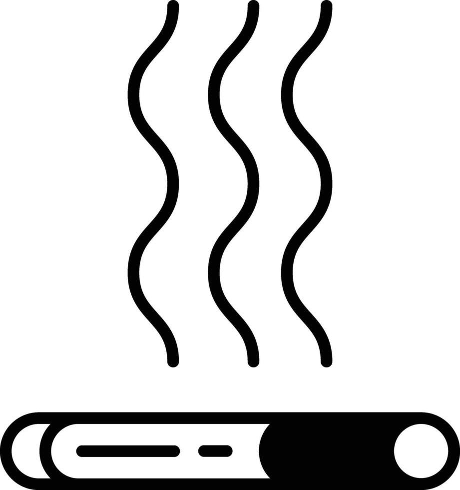 A black and white drawing of a cigarette with smoke coming out of it vector