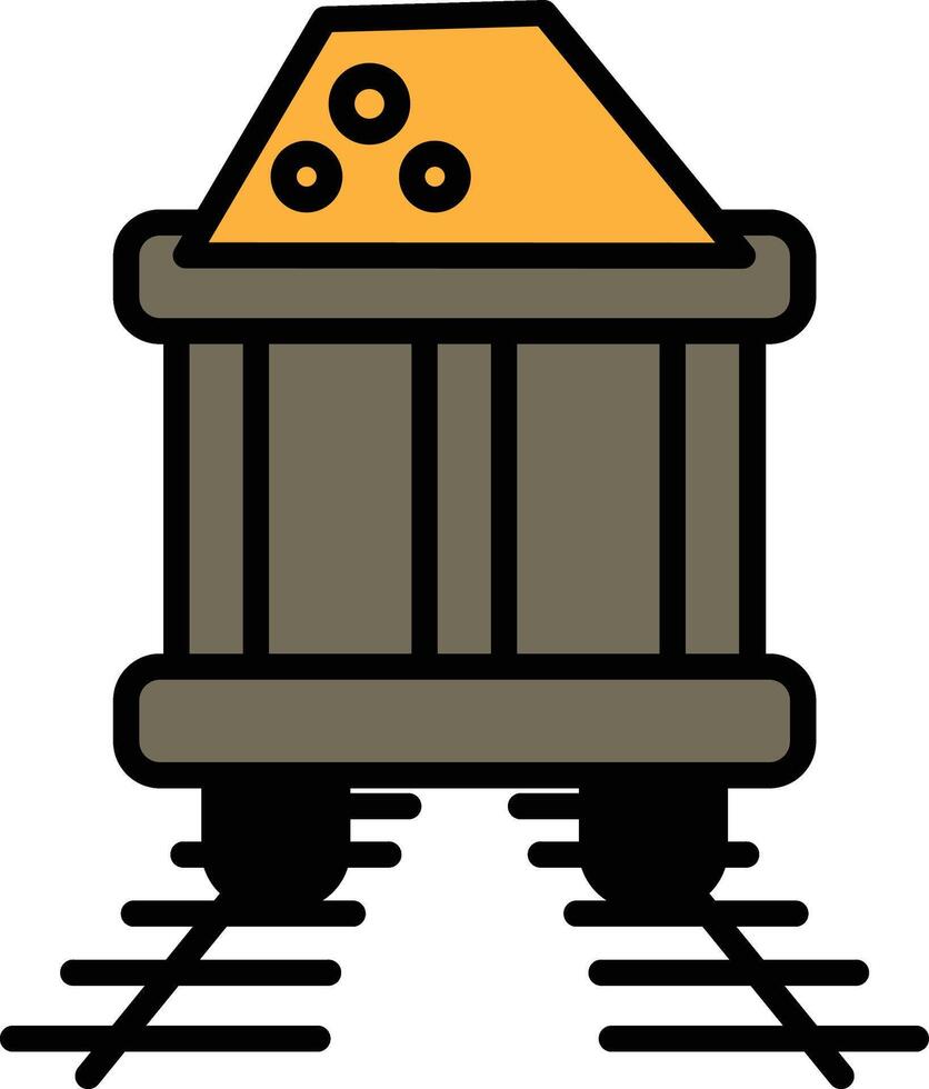 A black and white drawing of a train car with a pile of rocks on top vector