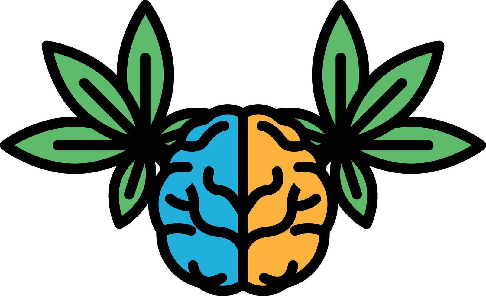 A brain with two leaves on either side vector