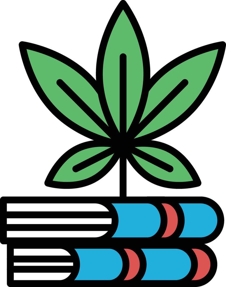 A leafy plant sits on top of a stack of books vector
