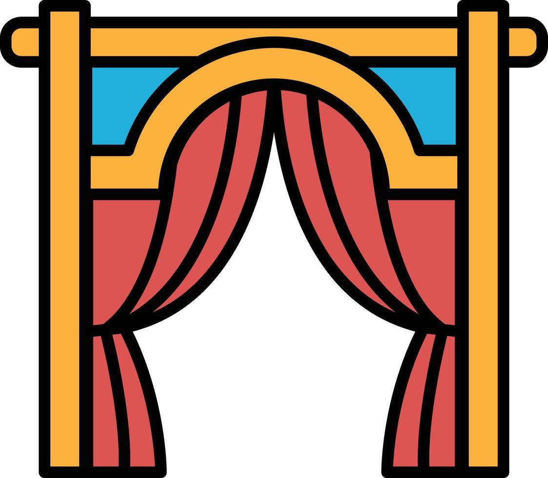 black and white drawing of a curtain with a white rope hanging from it vector