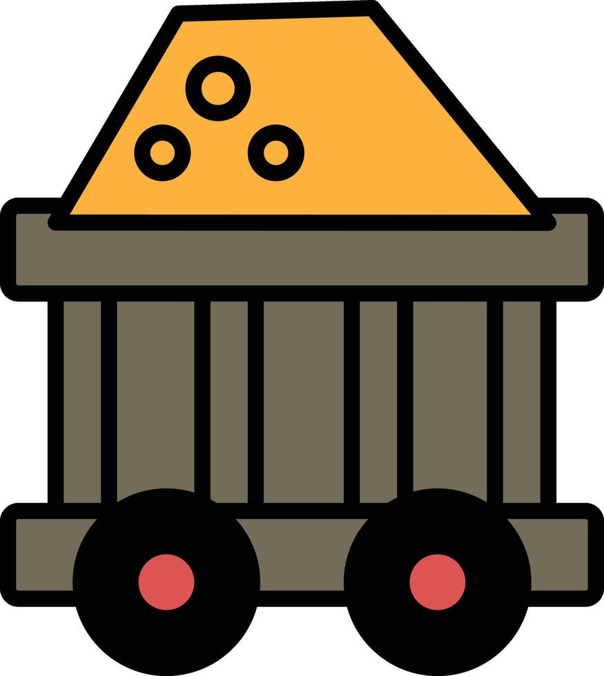 A black and white drawing of a train car with a pile of rocks on top vector