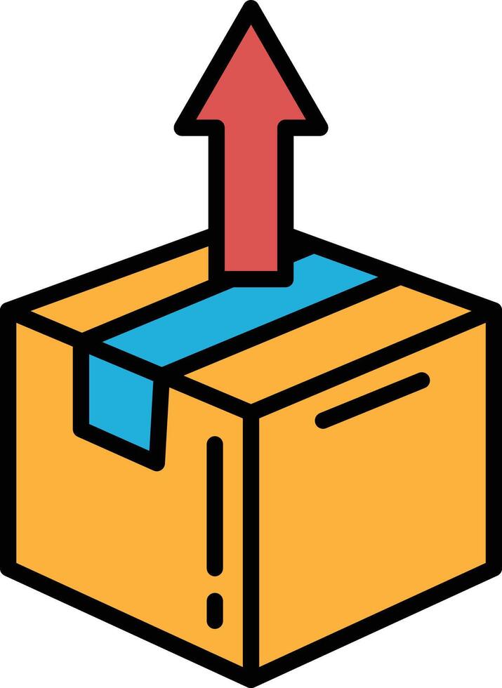 A box with a black arrow pointing upwards vector