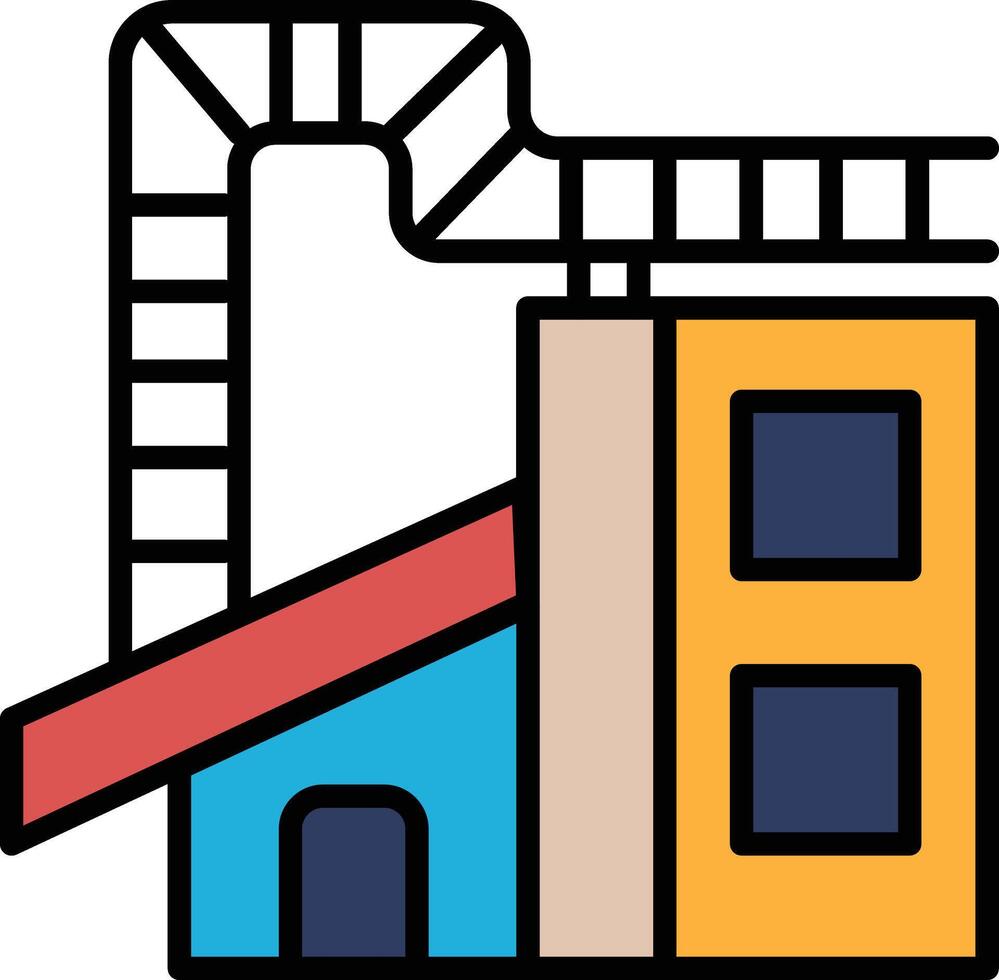 black and white drawing of a factory with a house next to it vector