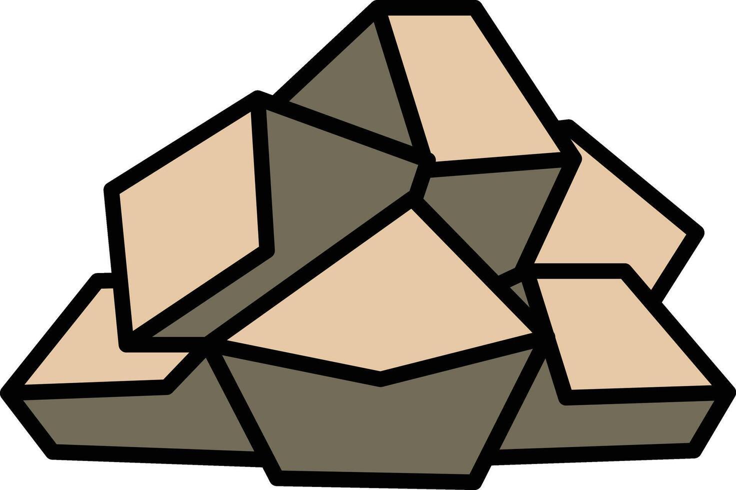A pile of rocks is shown in black and white vector