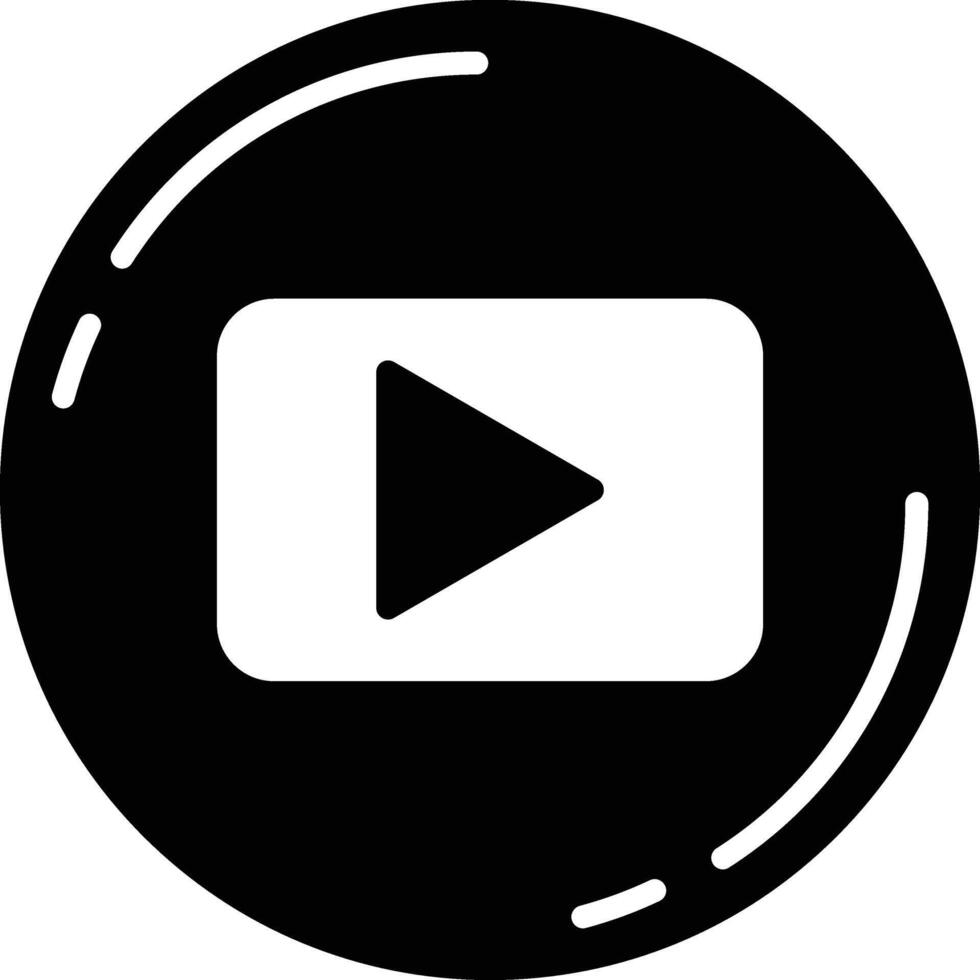 A black and white play button with a white arrow vector
