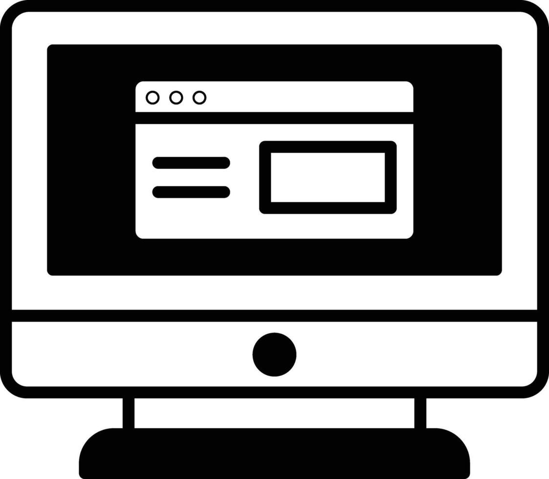 A computer monitor with a black and white screen vector