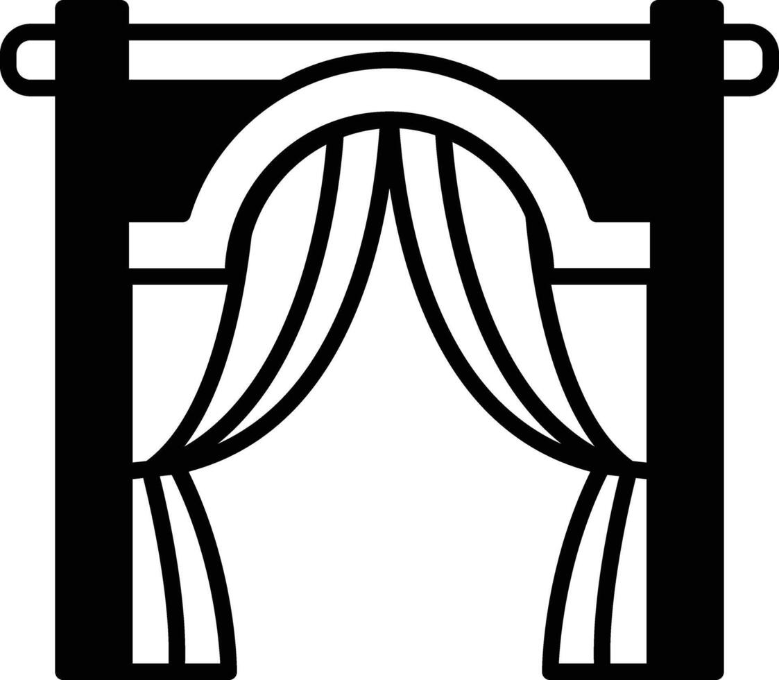 black and white drawing of a curtain with a white rope hanging from it vector