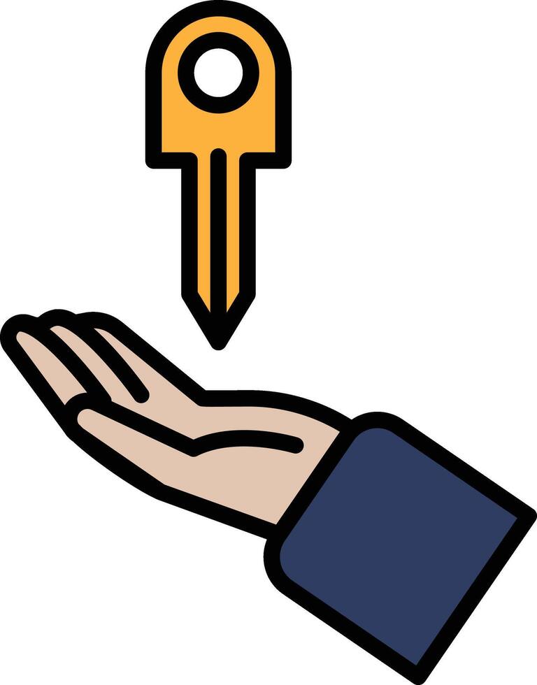 A hand holding a key with a small circle on top of it vector