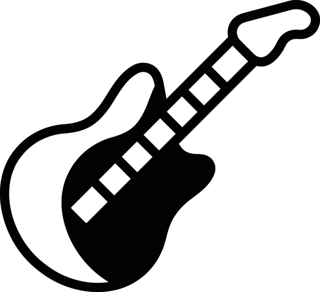 A guitar is shown in black and white vector
