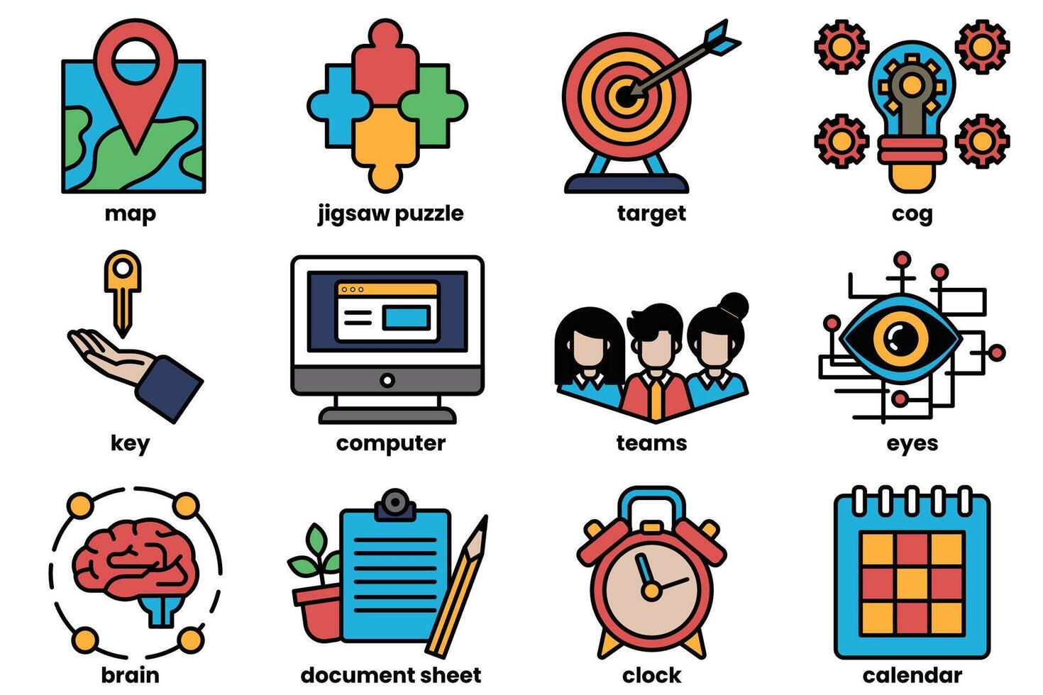 A set of icons for a computer program vector