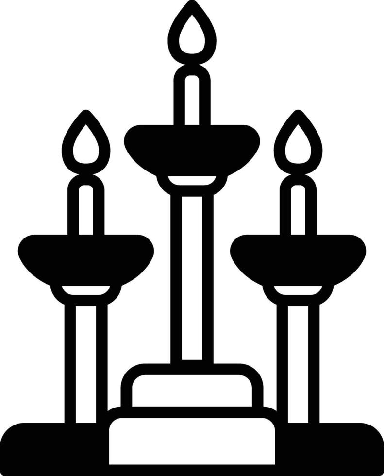 Three candles are lit on a white background vector