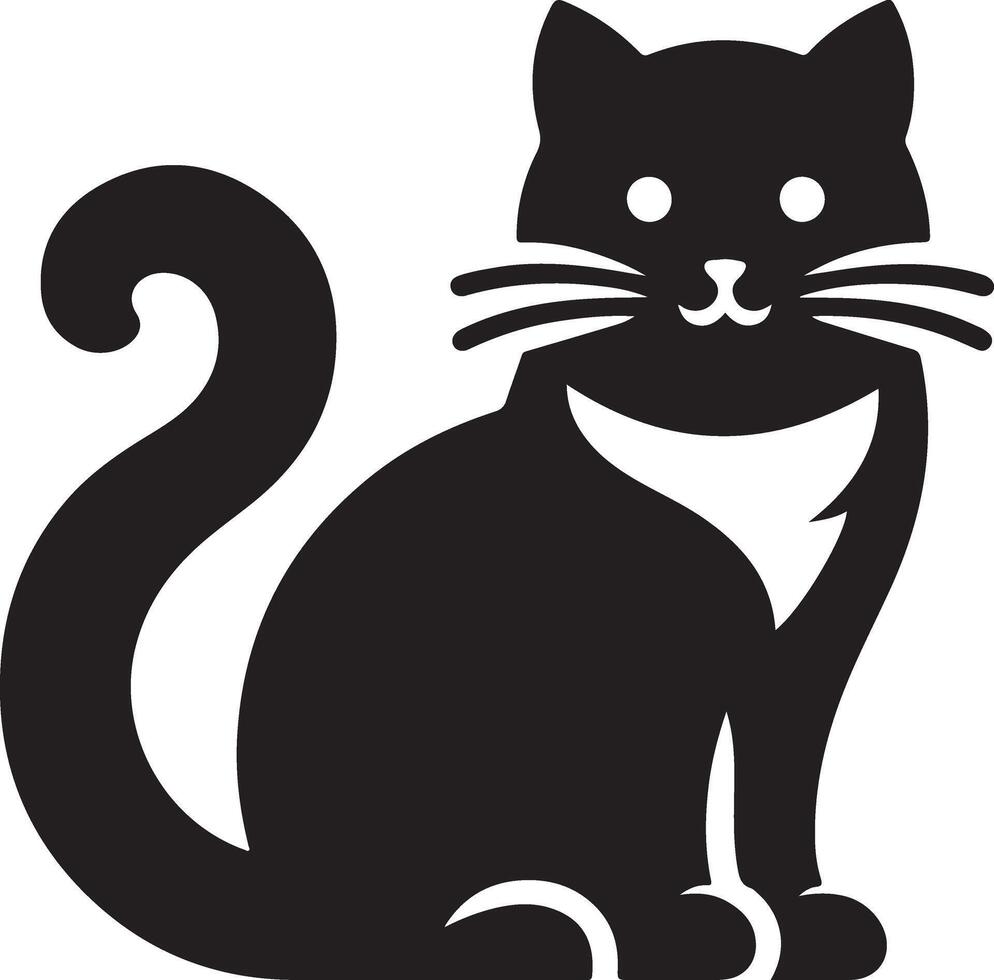 Cat silhouette. Black cat silhouette. Kitten silhouette vector
