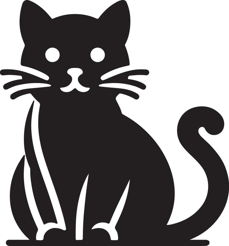 Cat silhouette. Black cat silhouette. Kitten silhouette vector