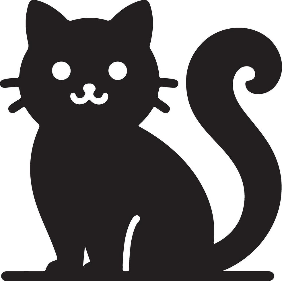 Cat silhouette. Black cat silhouette. Kitten silhouette vector
