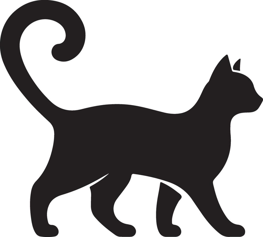 Cat silhouette. Black cat silhouette. Kitten silhouette vector