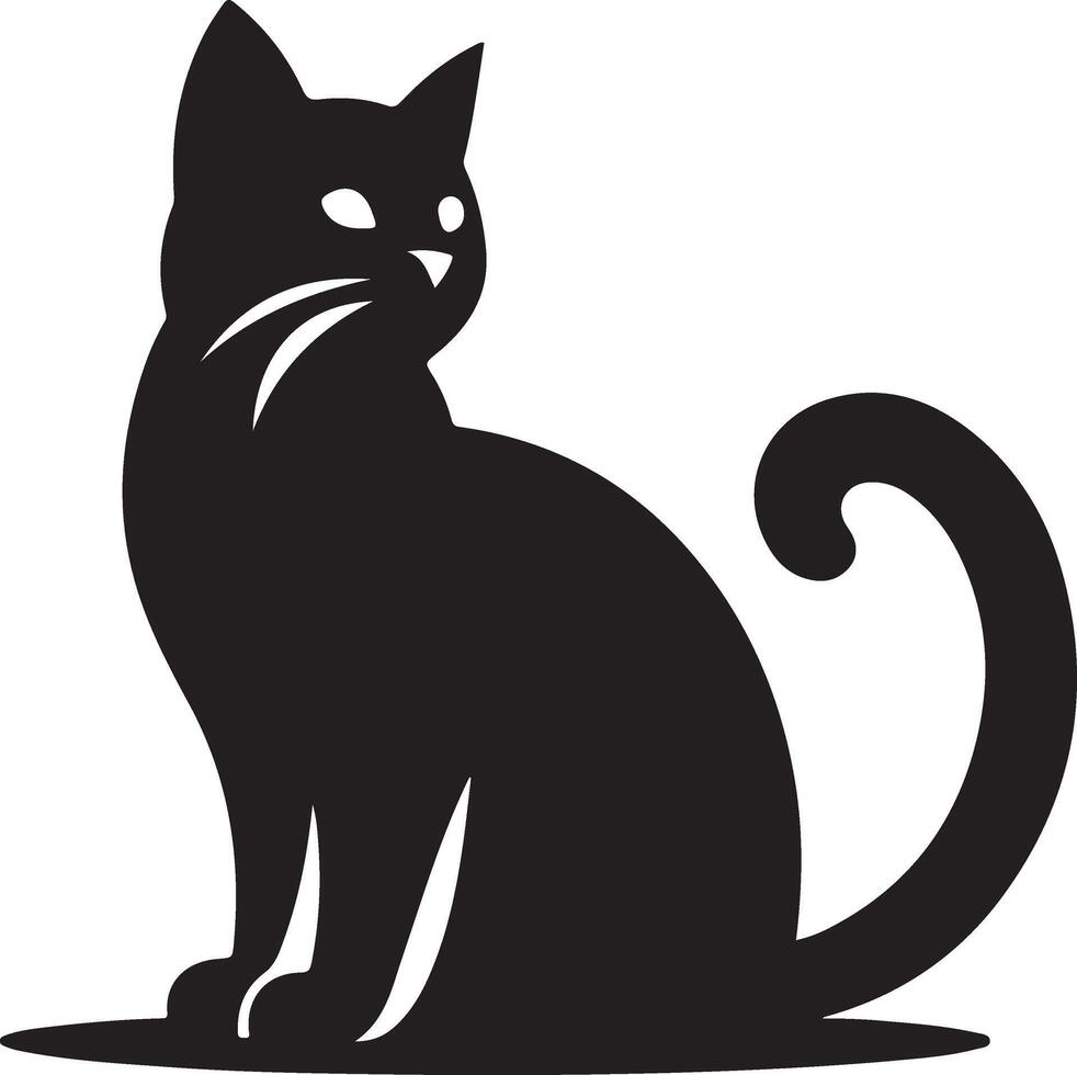 Cat silhouette. Black cat silhouette. Kitten silhouette vector