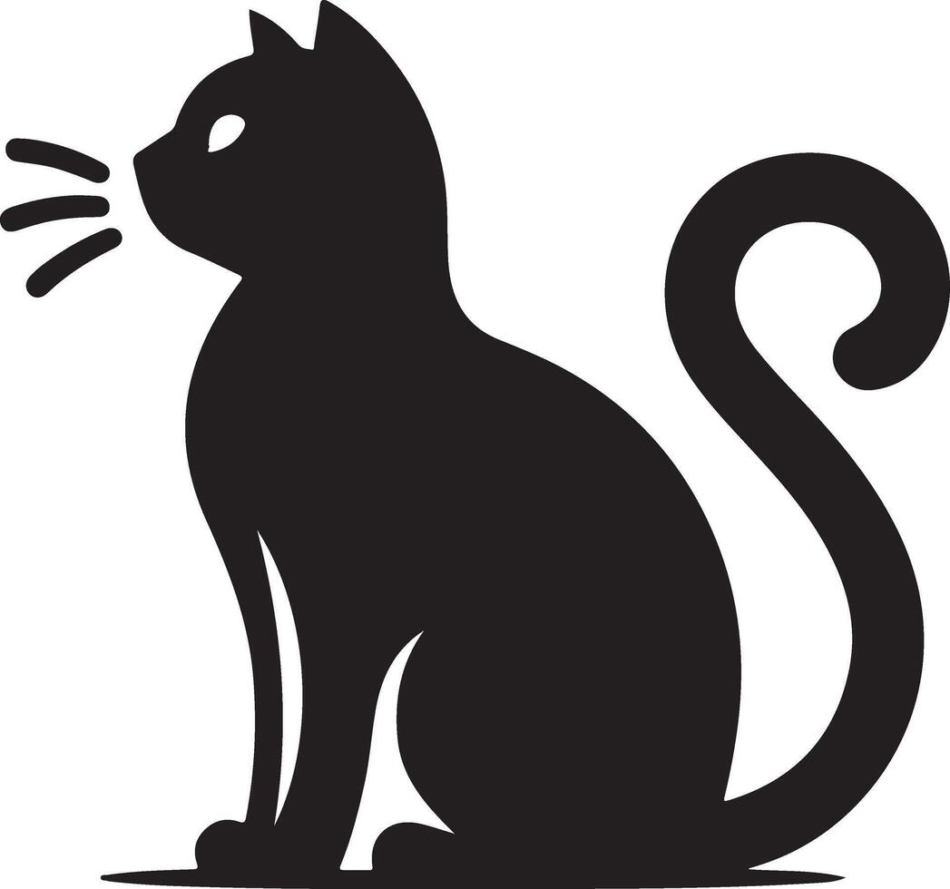 Cat silhouette. Black cat silhouette. Kitten silhouette vector