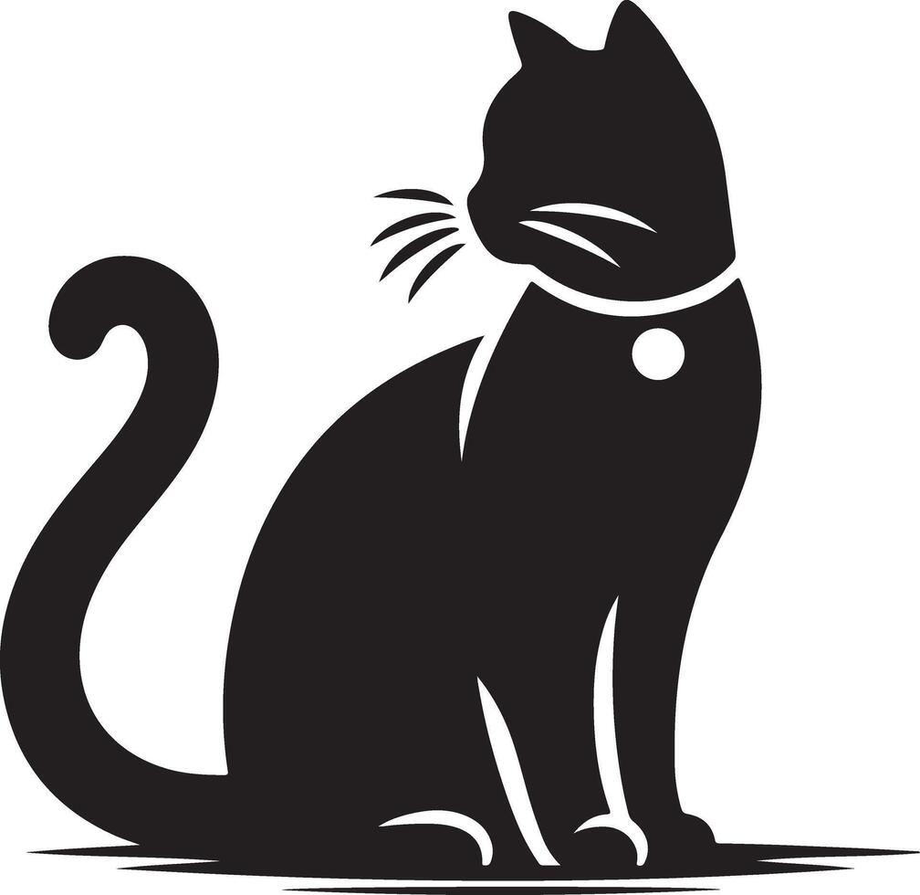 Cat silhouette. Black cat silhouette. Kitten silhouette vector