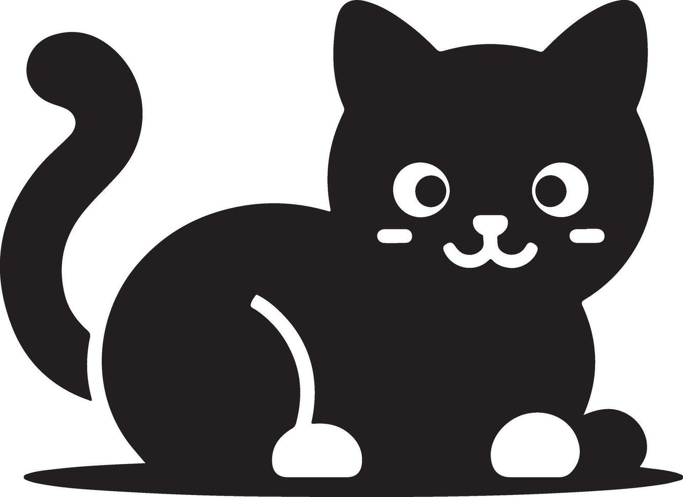 Cat silhouette. Black cat silhouette. Kitten silhouette vector