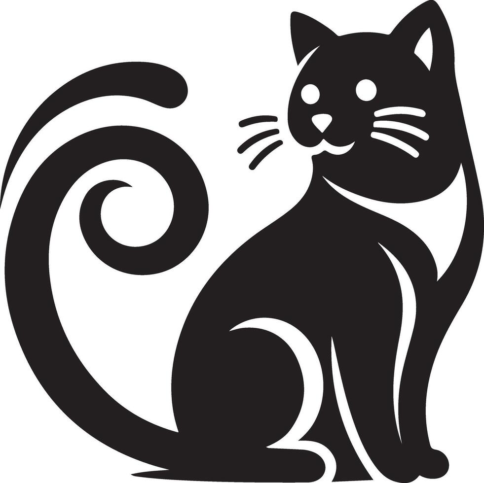 Cat silhouette. Black cat silhouette. Kitten silhouette vector