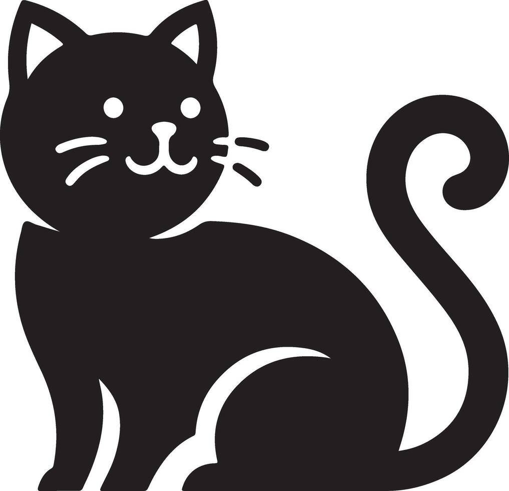 Cat silhouette. Black cat silhouette. Kitten silhouette vector