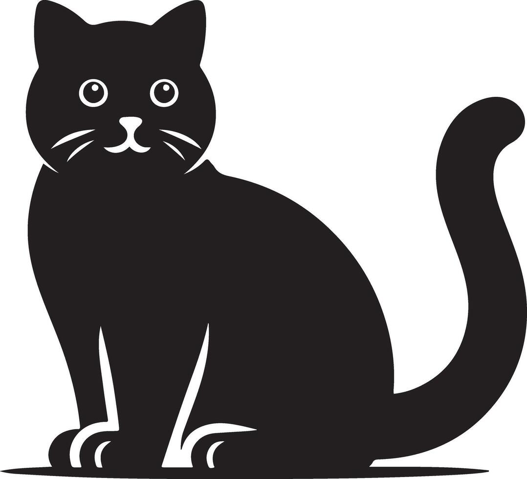 Cat silhouette. Black cat silhouette. Kitten silhouette vector