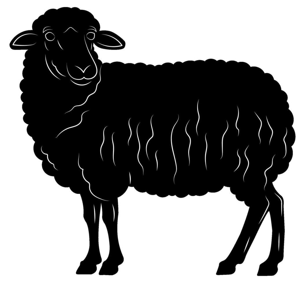 Sheep ram silhouette icon of wild animals. Arabic element for Islamic holiday Eid Al-Adha, Eid Mubarak. Simple black farm lamb. Isolated illustration. vector