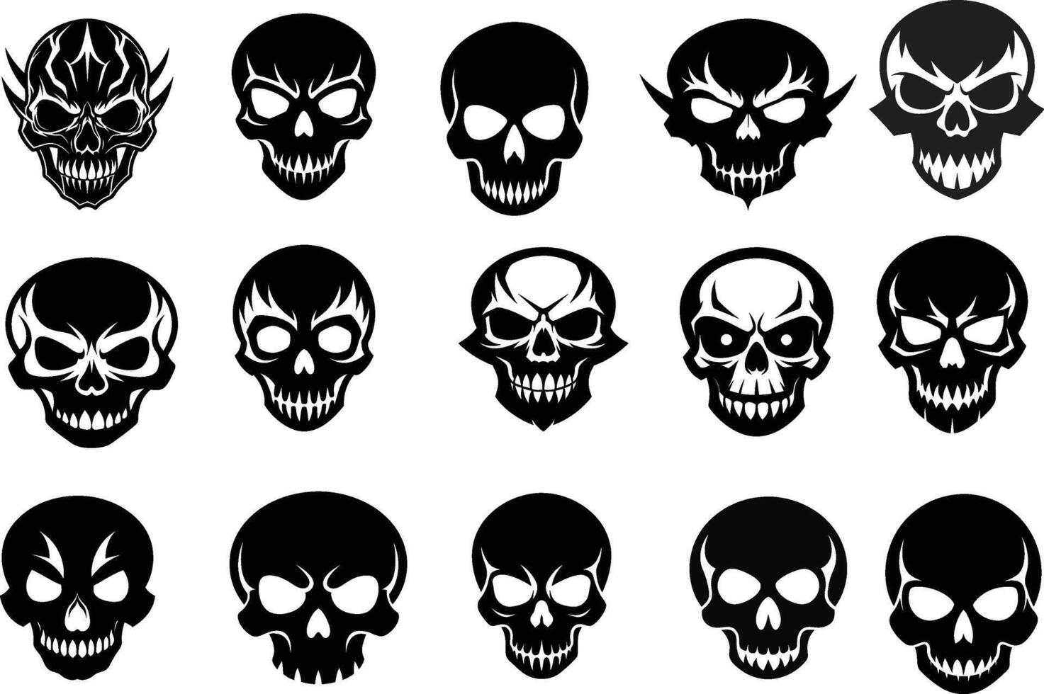 Set of skull silhouette illustration design vector