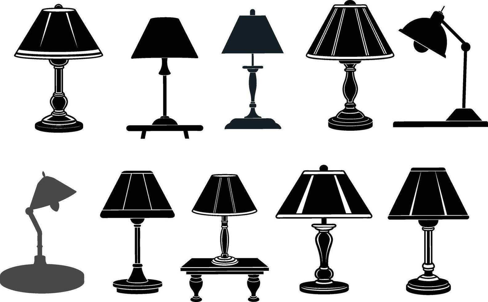 Set of lamps silhouette illustration design vector