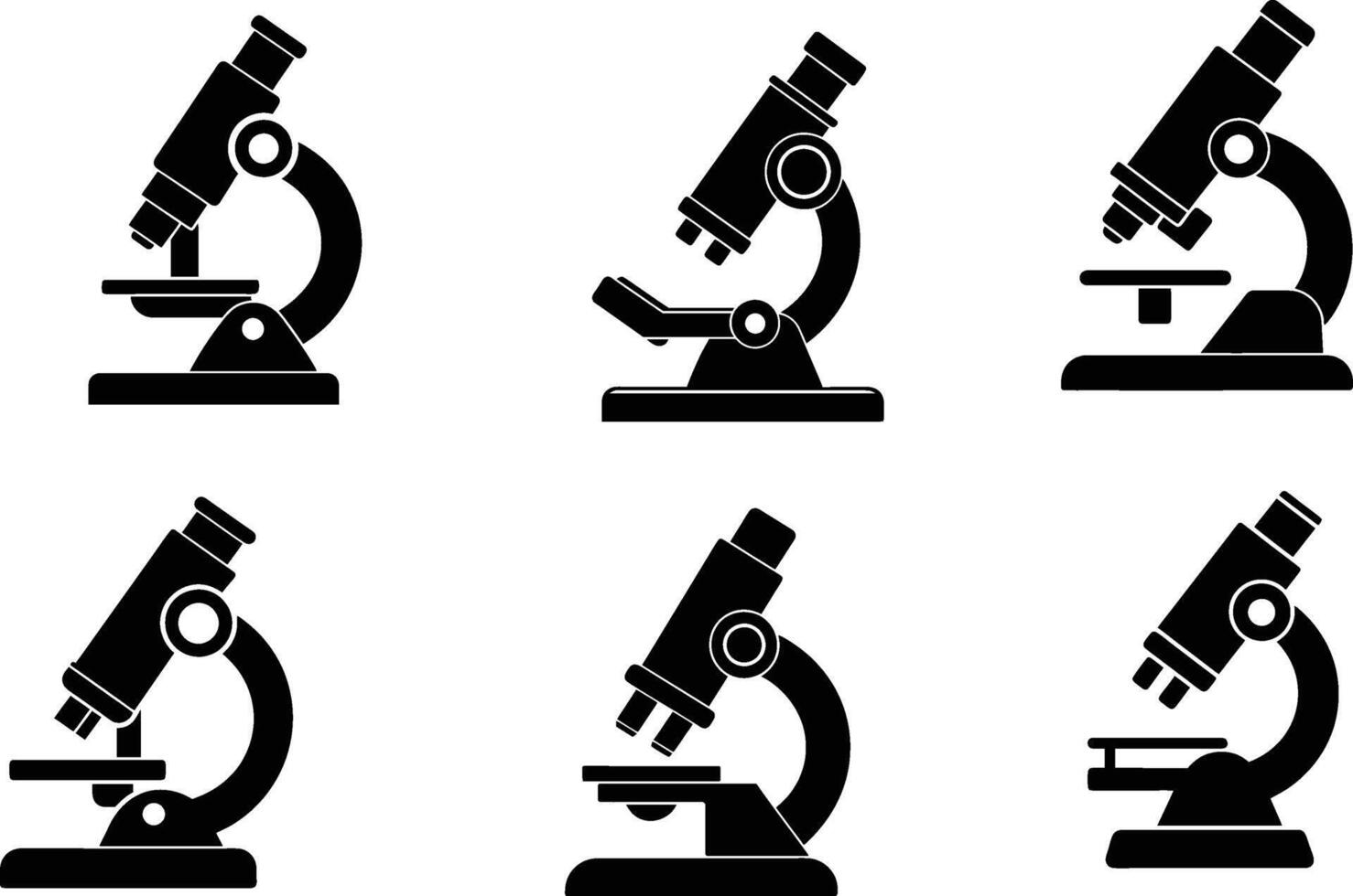 Set of microscope silhouette illustration design vector