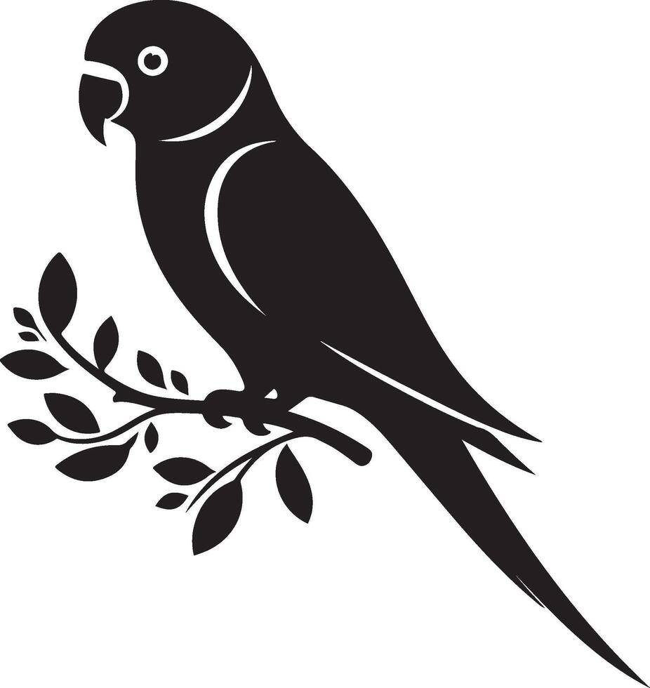 Parrot silhouette. Parakeet silhouette art white background. silhouette of a budgerigar parrot isolated on a white background. Side view, logo, icon. vector