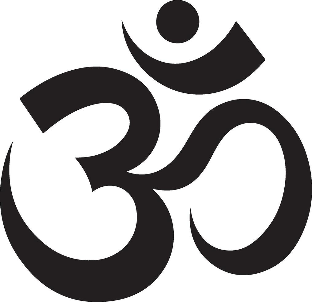Om - Aum - symbol of Hinduism flat icon silhouette vector