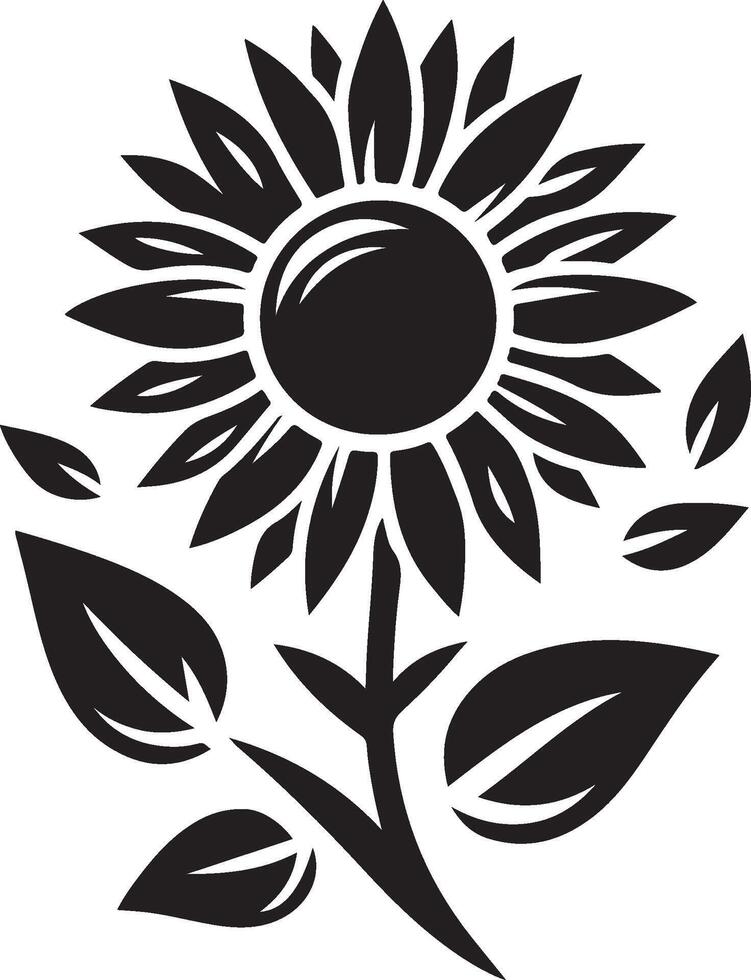 sunflowers silhouette, silhouettes of Sunflower, Set of elements vector