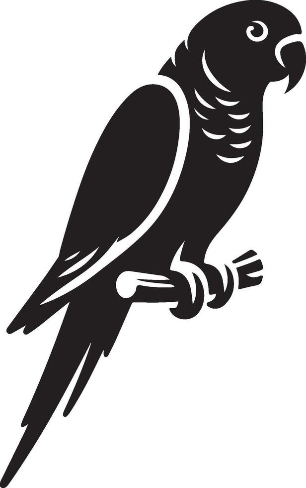 Parrot silhouette. Parakeet silhouette art white background. silhouette of a budgerigar parrot isolated on a white background. Side view, logo, icon. vector