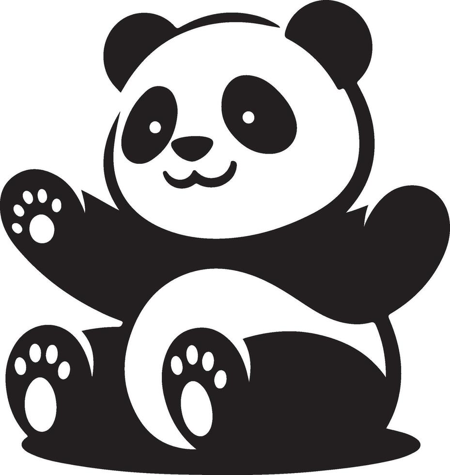 black and white panda silhouette, panda illustration, panda silhouette, animal silhouette isolated Illustration vector