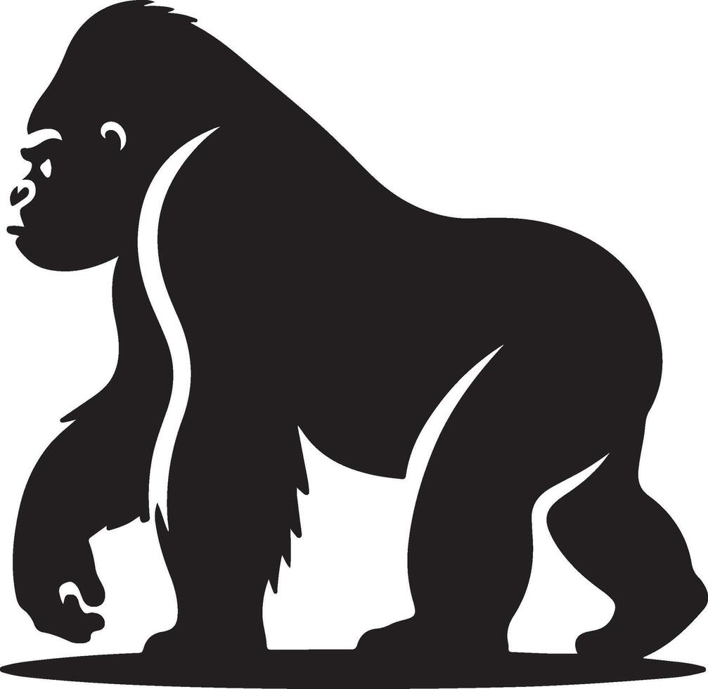 Gorilla Silhouette Illustration White Background vector
