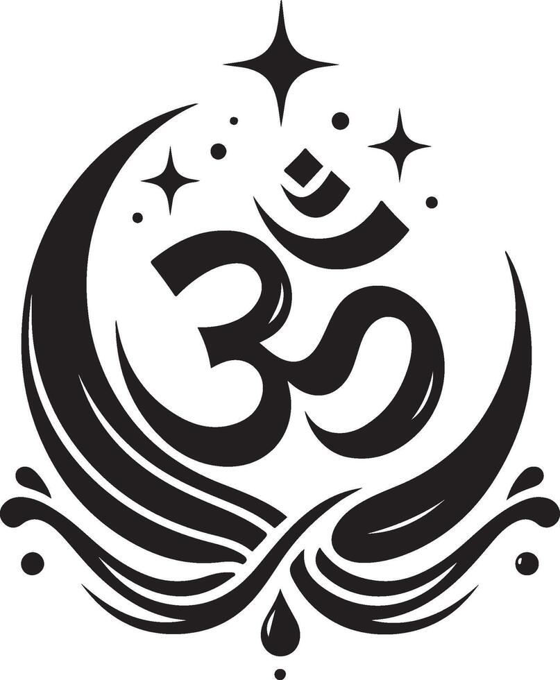 Om - Aum - symbol of Hinduism flat icon silhouette vector
