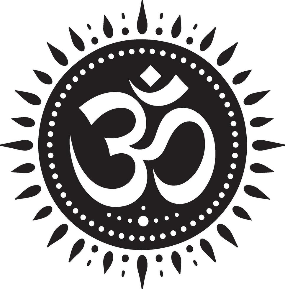 Om - Aum - symbol of Hinduism flat icon silhouette vector