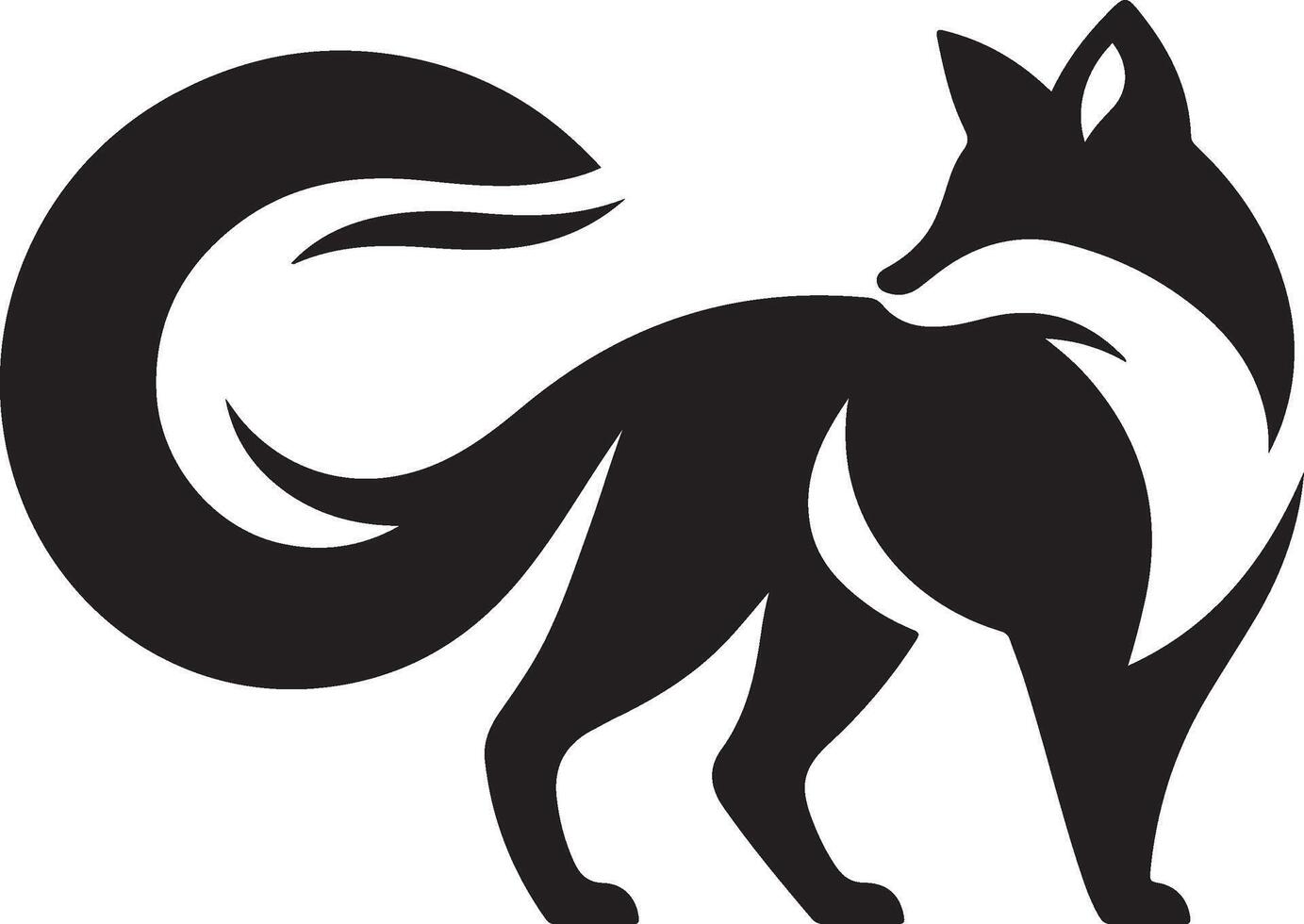 fox silhouette, on white background, isolated vector