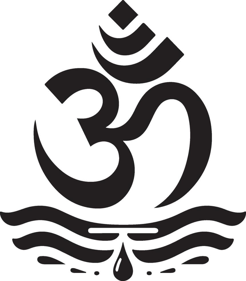 Om - Aum - symbol of Hinduism flat icon silhouette vector