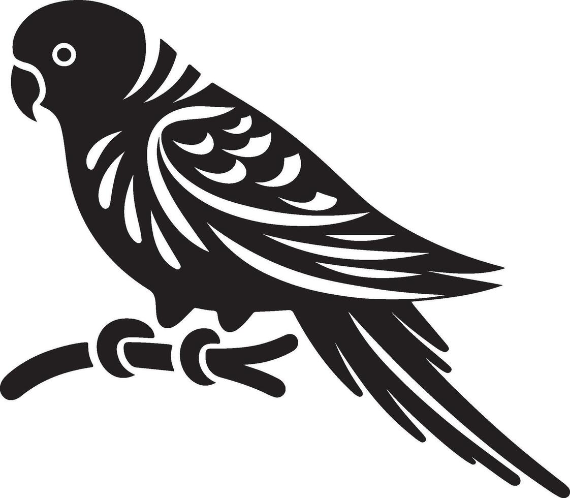 Parrot silhouette. Parakeet silhouette art white background. silhouette of a budgerigar parrot isolated on a white background. Side view, logo, icon. vector
